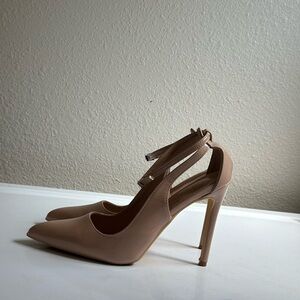 SHEIN Tan Stiletto Heels with Ankle Strap
